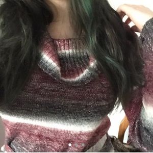 💖 y2k striped sparkly burgundy sweater top 💖